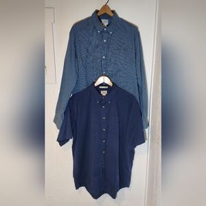 LL Bean Men's XL  2 Dress Shirt Bundle. Plaid Long Sleeve & Solid Short Sleeve